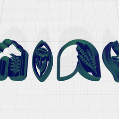 floral-pack-four-piece-mirror-top.png 3D file polymer clay cutter, imprint, 4 piece floral set・3D printing idea to download