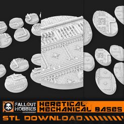 Heretical-Mechanical-Bases-NL-Image.jpg 3D file Heretical Mechanical Base Set・3D printable model to download, FalloutHobbies