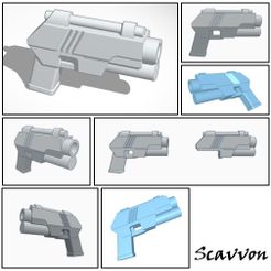 Scavvon-GUNS,-Stub-Gun-Automatic-Pistol-Version-F-000.jpg Бесплатный STL файл Автоматический пистолет Stub Gun для 28мм и 32мм миниатюр・План 3D-печати для скачивания, Scavvon