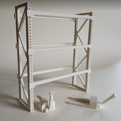 warehouse-rack.png STL file Warehouse rack storage shelf scale 1:18・3D printer model to download