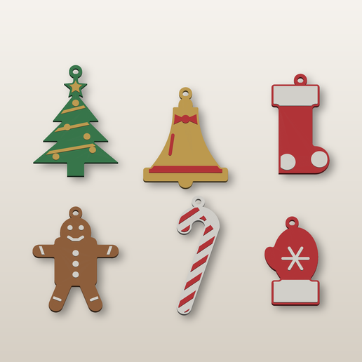 Christmas Ornaments Vol.2 - 6 flat shapes, 2 colors | Adornos de Navidad