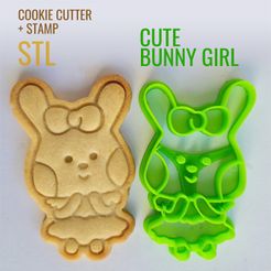 1.jpg Cute Bunny Girl - Easter Cookie cutter with stamp