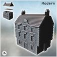 1-PREM.jpg Modern two-story hotel with tiled roof and cut stone and brick walls (27) - Modern WW2 WW1 World War Diaroma Wargaming RPG Mini Hobby