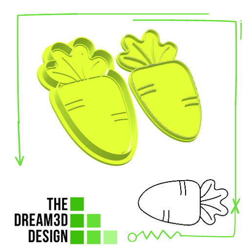 CARROT COOKIE CUTTER N DEBOSSER 3D model