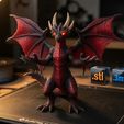grok-image-ebe23751-7541-4e96-b91a-3a111cbe659f.jpg Fierce Red Dragon Figurine – a highly detailed fantasy dragon 3D model perfect for display, tableto