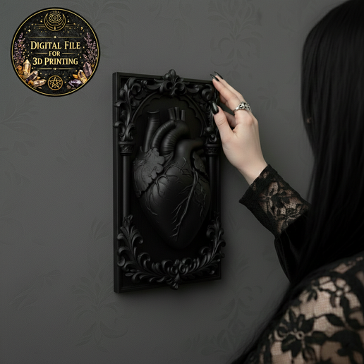 Gothic Anatomical Heart Wall Plaque – Dark Baroque STL File for 3D Printing