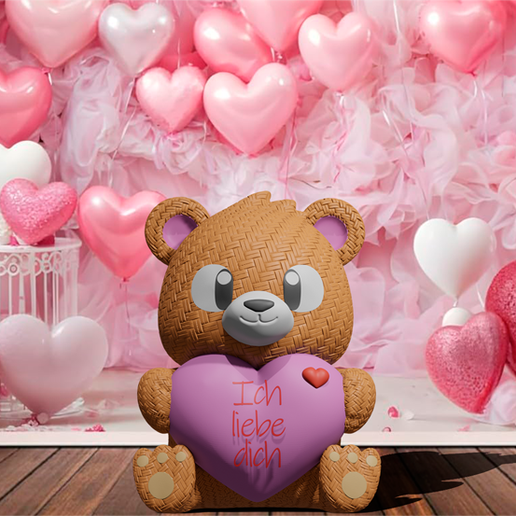 🧸 Valentine Teddy Bear languages・ 3D File for 3D printing・Cults