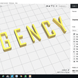 CURA.png AGENCY font uppercase 3D letters STL file
