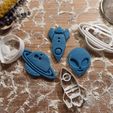 1Space-Theme-Cookie-Cutter-Set.jpg Set d'emporte-pièces sur le thème de l'espace ; "Alien - Rocket - Ringed Planet", cadeau pour les amoureux de l'espace, outil à pâtisserie, fichier STL 3D à télécharger.