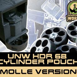 UNW HDR 6&8 CYLINDER POUCH MOLLE VERSION STL file UNW T4E HDR 68 Cylinder "mag" pouch: molle version・3D printing design to download, UntangleART
