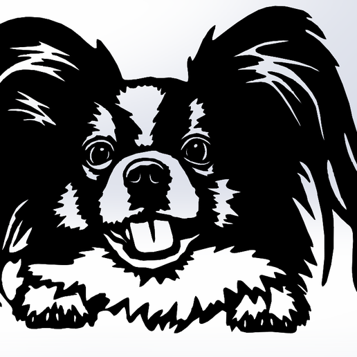 Papillon Dog - Line Art 3D model