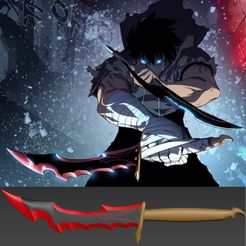 555.jpg Solo Leveling Sung Jinwoo Knight Killer dagger cosplay STL file for print