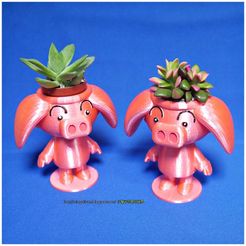 pig_01.jpg Free STL file Cute animal - Rose pig potted・3D printer design to download