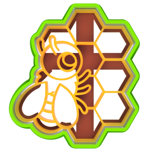 Bee cookie cutter with honeycomb, bee, beehive, fondant, cookie, cake 3D model
