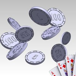 PokerChips_display_large.jpg Fichier STL gratuit Jetons de poker - 1, 5, 10, 50, 100, 500, 1K, 5K, 5K, 10K・Design pour imprimante 3D à télécharger