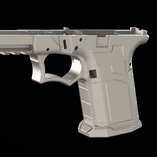 Glock 19 Frame With DIY Rails 3D model