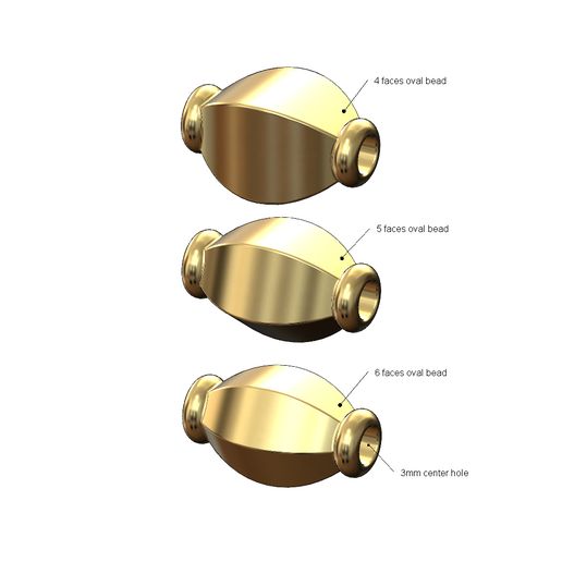Faceted oval bead and bracelet charm 3D print model 3D model