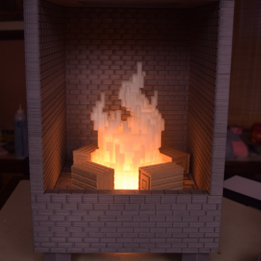Minecraft/8-bit Led Fireplace 3D model