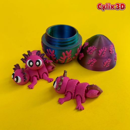 Crochet-Axolotl-And-Egg-Box-6.jpg Crochet Axolotl & Egg Box Bundle, Articulated Flexi, Print In Place, No Support