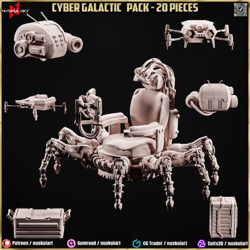 galactic-bundle-sci-fi-diorama-3dprinting-3d-print-cyborg-robotic-vehicle-asset-3d-props-mechanical.jpg 20 Different Galactic Space Pack 1/48 Scale STL Collection