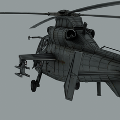 Render_textures-wireframe.png Download free OBJ file Harbin Z-19 attack helicopter • 3D print design, raiks