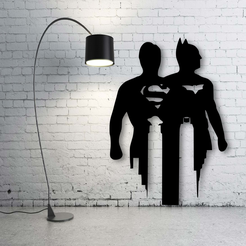 Superman-y-Batman.png STL file Superman and Batman wall decoration・3D printing idea to download