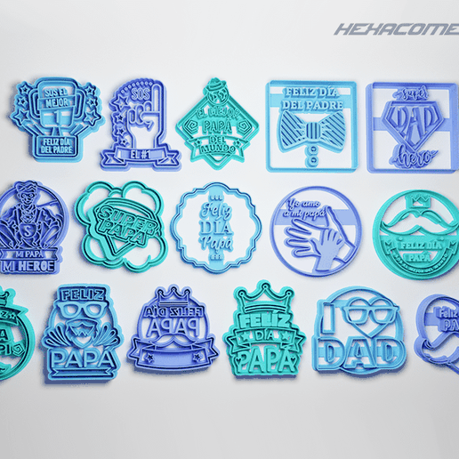 16 CUTTER COOKIE CUTTERS COOKIE CUTTER MOLD FOR FATHER'S DAY COOKIES - 3D model önizlemesi