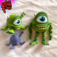 images44.png Monsters Inc Mike Wazowski Multicolor Flexi Print-In-Place + figure & keychain