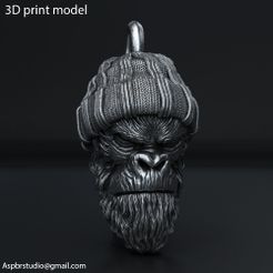 Gangster_monkey_vol1_Pendant_K1.jpg Datei 3D Gangster-Affe vol1 Anhänger-Schmuck・Design für 3D-Drucker zum herunterladen