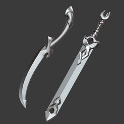 1.jpg STL file Shen cosplay swords LOL league of legends 3D print model・3D printer design to download