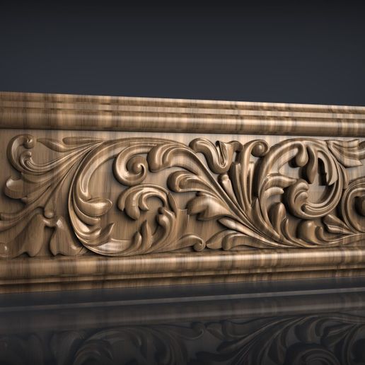 Baroque Acanthus Scroll Crown Molding Profile / Architectural Frieze STL for CNC & 3D Print