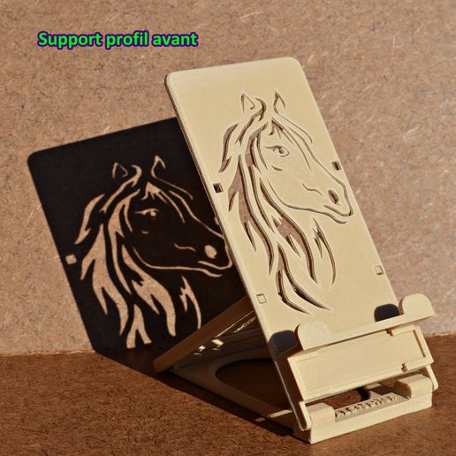 FOLDING STAND FOR SMARTPHONE OR TABLET ....  Foldable support for mobile phone and small digital tablet - pattern: "Horse" - Pattern: Horse