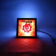 PARED-GEARS-ENCENDIDA.jpg Triangular USB table lamp with Gears of War, The punisher, UNSC, SHIELD theme