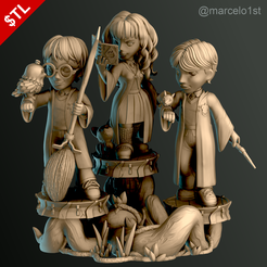 HP-DIORAMA_01.png 3D file Diorama Harry Potter - Hermione - Rony・Template to download and 3D print