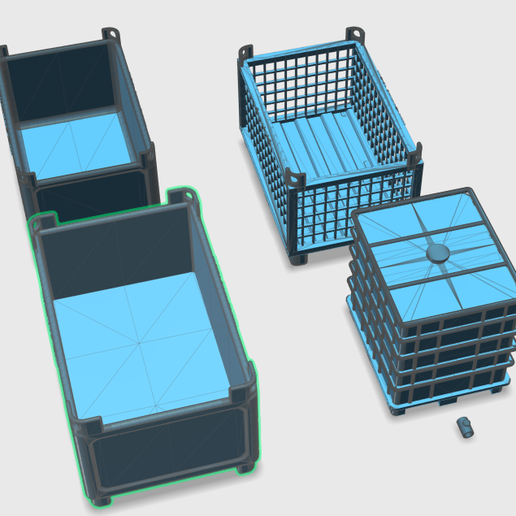 Grid box, IBC bulk box for wheel loader 3D model