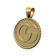 GG-Pendant-Notched-pattern-coin-00.jpg Pendant GG fashion brand coin with bail 3D print model