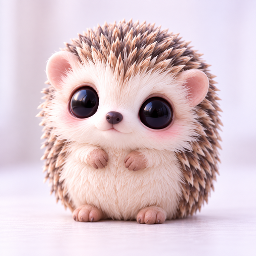 Cute Kawaii Baby Hedgehog Figurine – Big Eyes Woodland Animal 3D Print