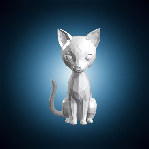 Low Poly Cat Sculpture 3D Print Model