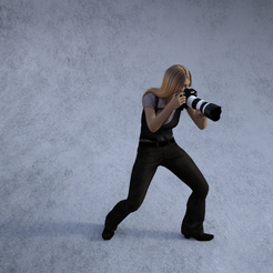 womanstandcameraaction.png Free 3MF file Photographer action shot・Model to download and 3D print