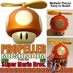 Propeller-IMG.jpg STL file Propeller Mushroom Flyer Power Up from New Super Mario Bros for Wii Nintendo・3D printing model to download