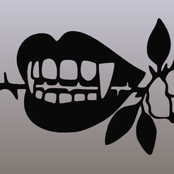 vampire-2.png STL-Datei Wand Kunst Vampir Rose, Linie Kunst Vampir Rose, Zähne Halloween・Design für 3D-Drucker zum herunterladen