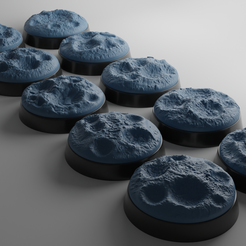 ovw.png STL file 10x 25mm base with moon surface (+toppers)・3D print design to download, Mr_Crates