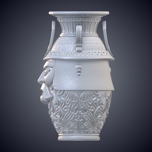 3dprint_model_MATERIAL_Side_R.png Samurai Warrior Relief Vase GPM-73