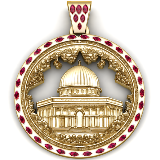 💎 Ruby Set Dome Shrine Pendant Islamic Architectural Medallion・ 3D File ...