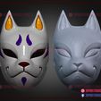 Kitsune_Fox_Mask_3d_print_model_stl_05.jpg Kitsune Fox Mask - Cosplay Costume Halloween