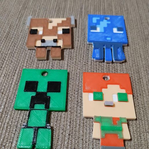Pack x 4 Minecraft Keychains 3D model