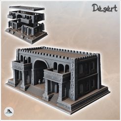 1-PREM.jpg Large Egyptian building with crenellated roof and double balconies (17) - Canyon Sandy Landscape 28mm 15mm RPG DND Nomad Desertland African