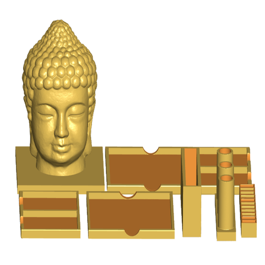 Buddha Postit Note, Pen, USB, SD, Micro-SD Holder (Modular Office Desk Organizer) - 3D model önizlemesi