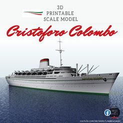 Cristoforo-colombo.jpg Download STL file SS Cristoforo Colombo Italian ocean liner, full hull and waterline versions • Object to 3D print, LinersWorld