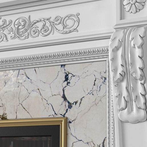 3ddd4.jpg White Fireplace in a classic style. Fireplace in classic style